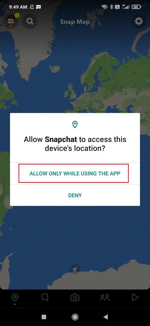 Allow the app to access the location services