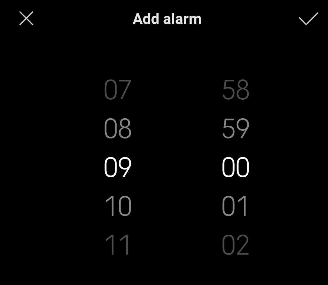 An alarm is being set for 9:00 A.M