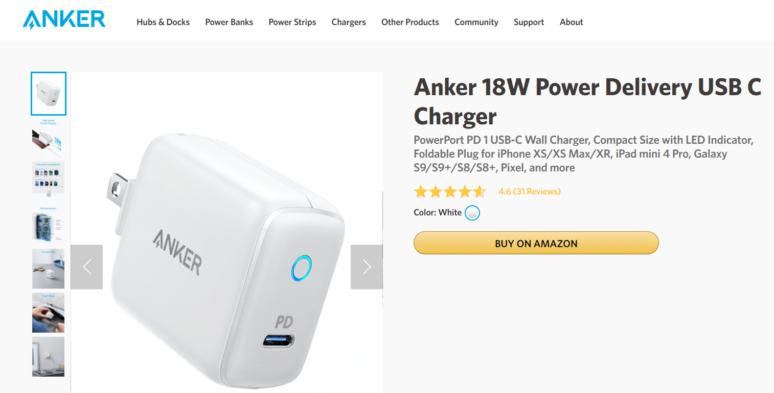 Anker 18W USB Wall Charger. 20 Best High Speed Charger for Android