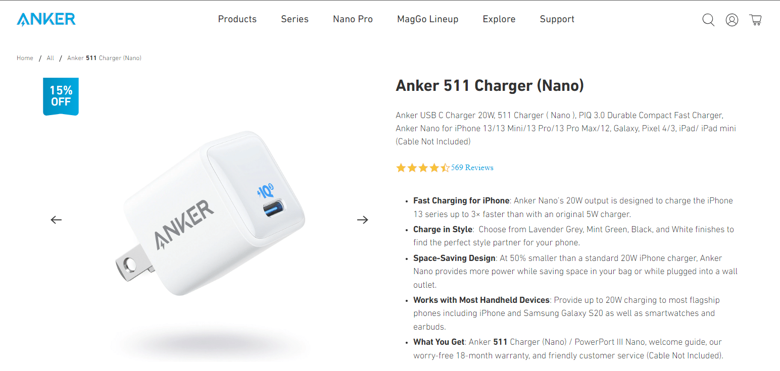 Anker Nano charger. 20 Best High Speed Charger for Android