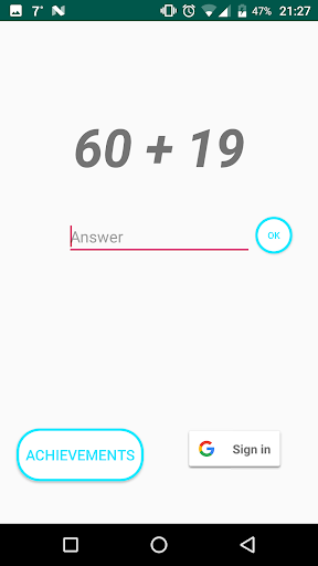 App asks you to solve simple mathematics addition problems