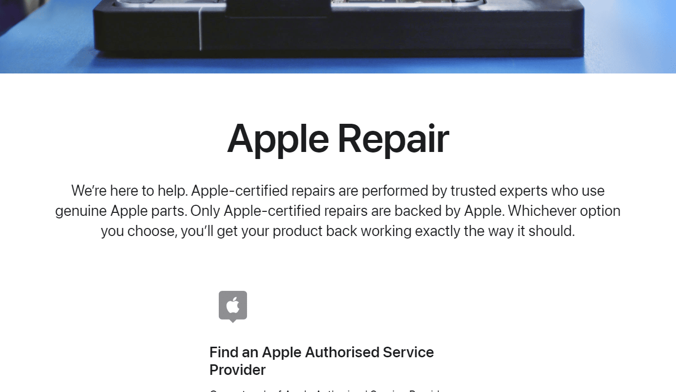 หน้าซ่อมแอปเปิ้ล