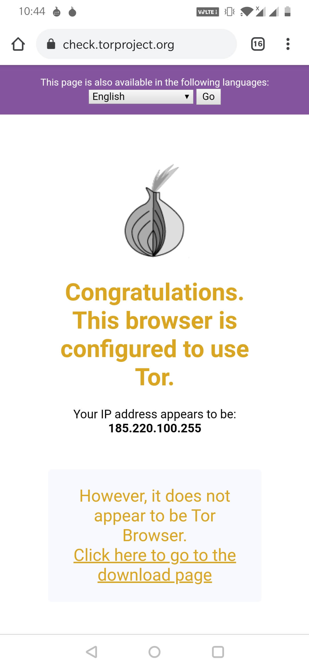As you solve the CAPTCHA, your browser will be configured to use the Tor browser.