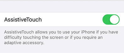 Toggle off Assitive touch iPhone
