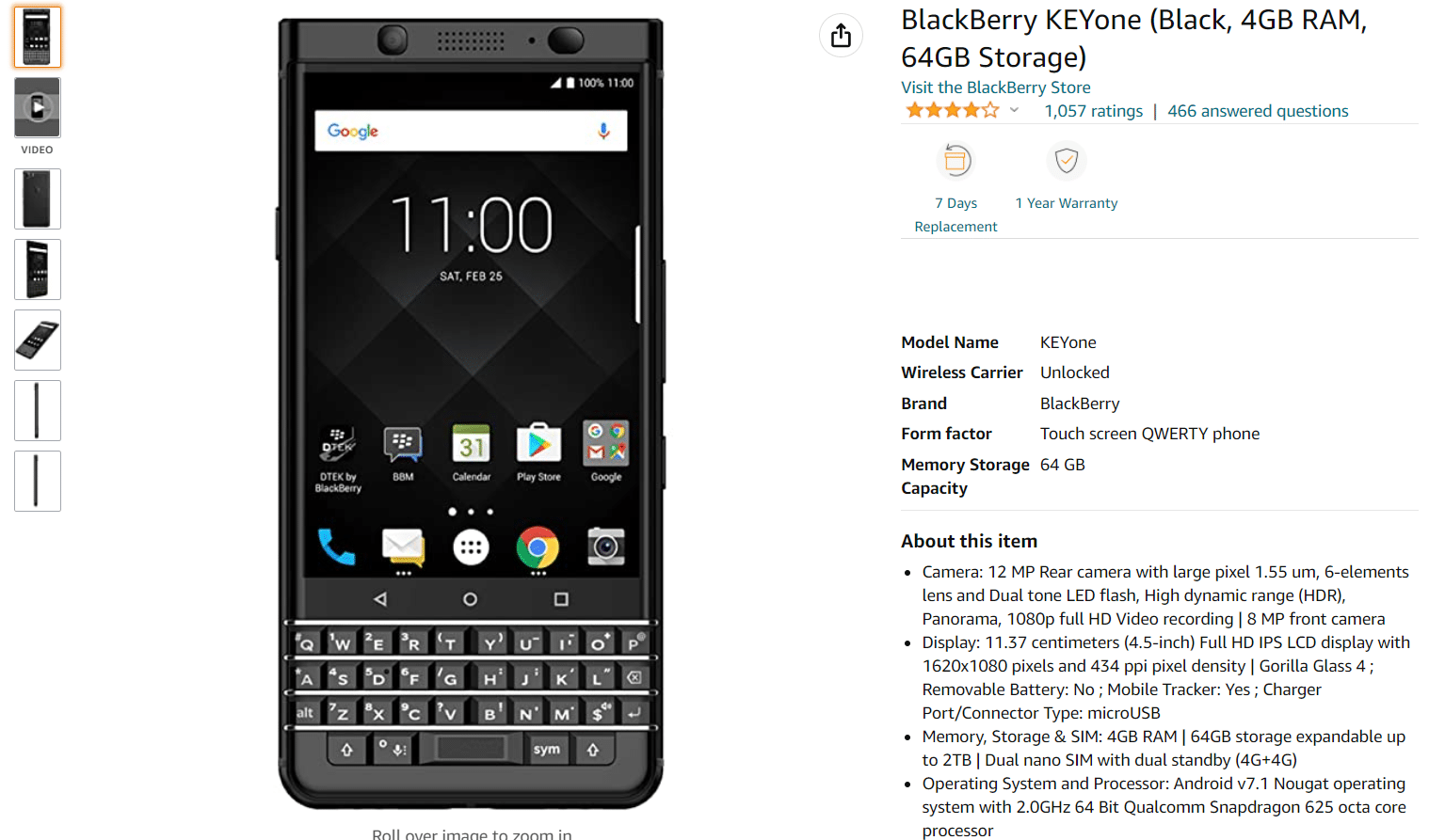 BlackBerry KEYone. Best Android Smartphones with Keyboards