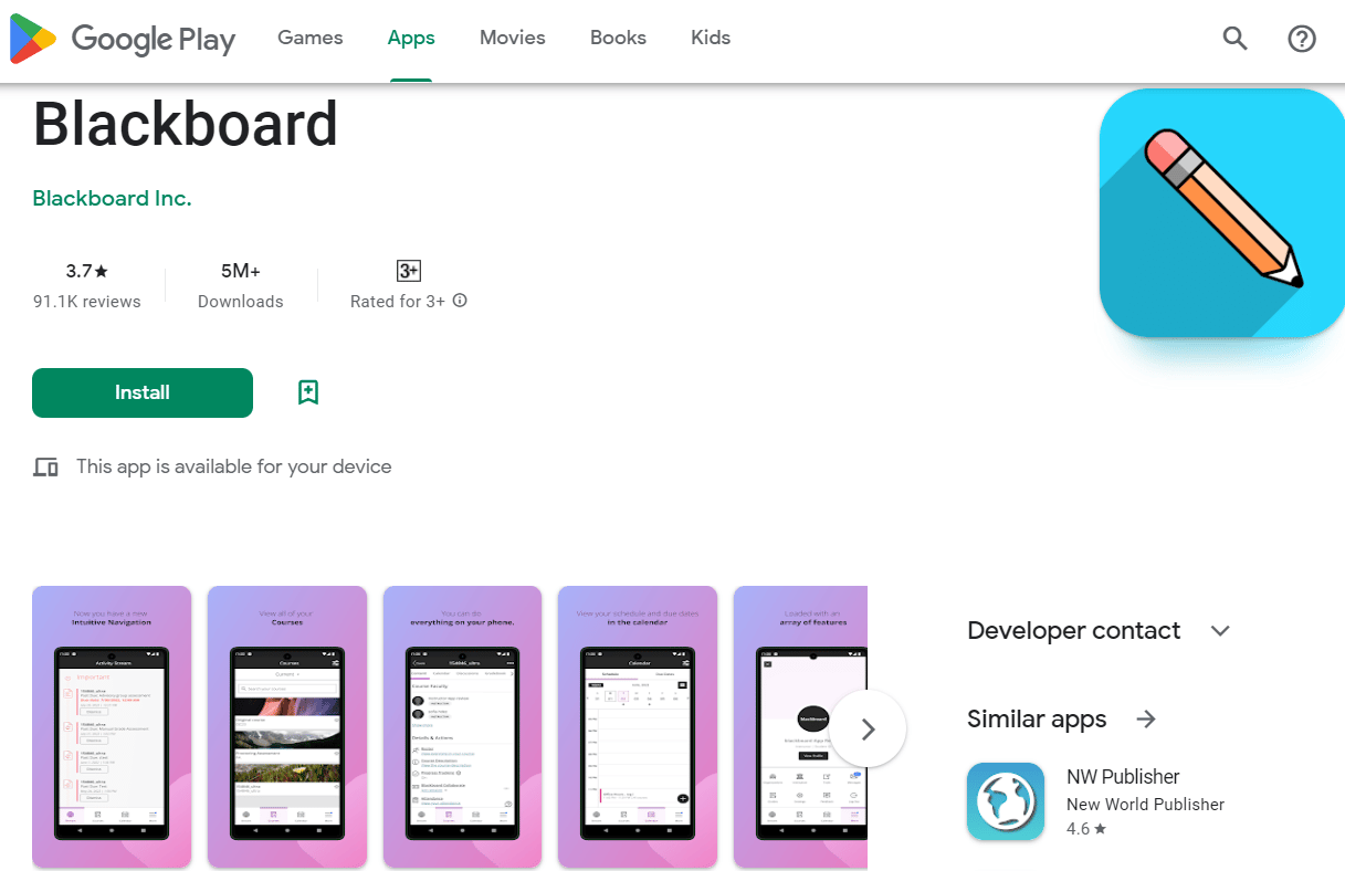 Blackboard app for Android on Play Store