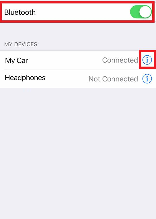 Bluetooth devices connected. CarPlay Bluetooth turn off