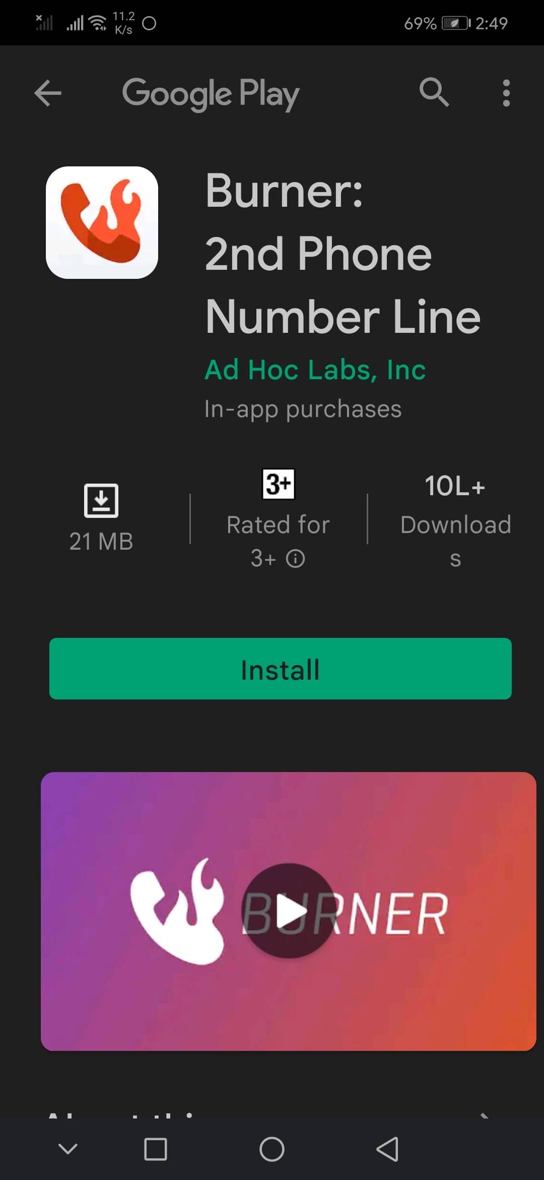 Burner android app