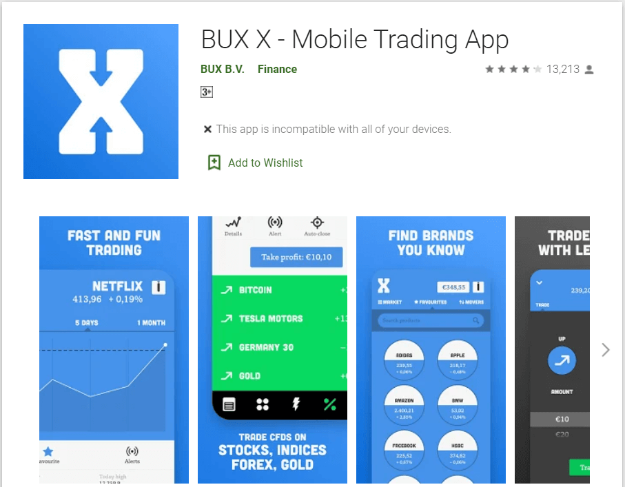 Bux X - Aplicación de comercio móvil