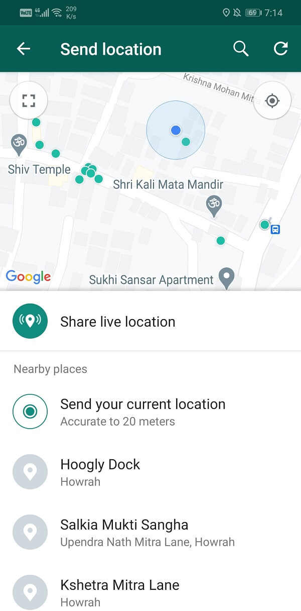 Can choose to share your location at that moment