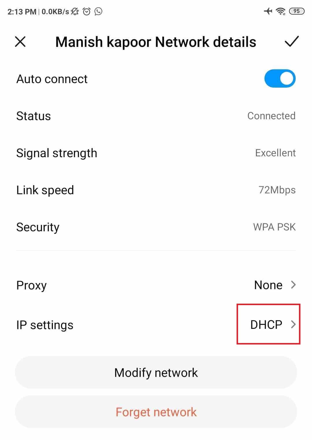 Change DHCP to Static.