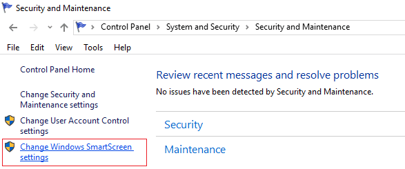 Change Windows SmartScreen settings
