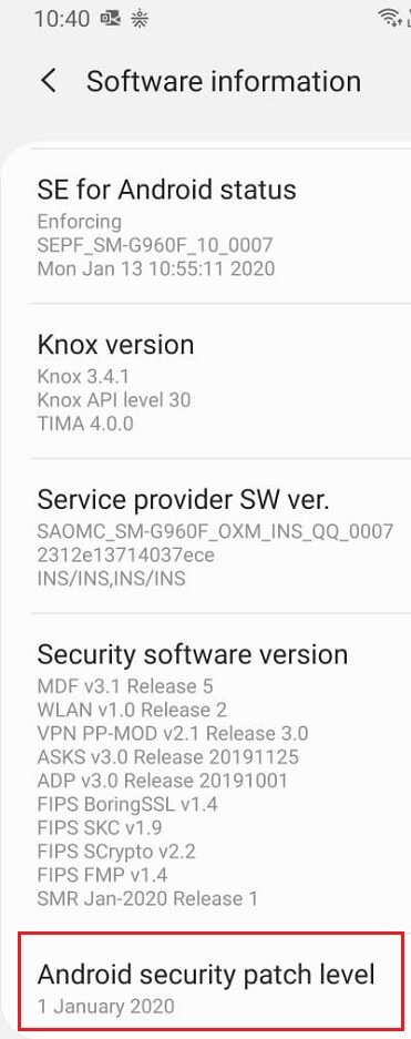 Check the security patch date