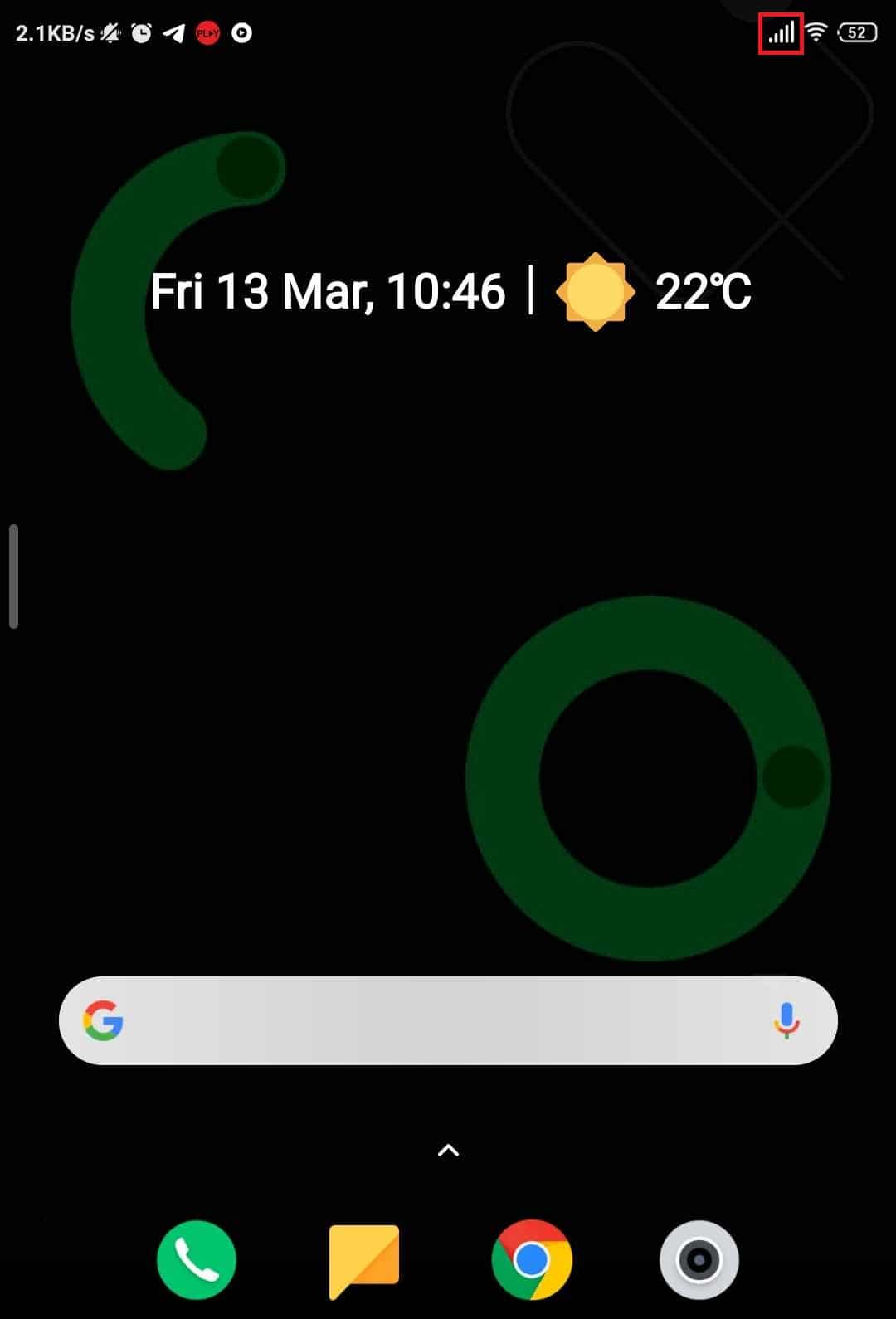 Check the signal strength. It is indicated by the bars in the notification bar.