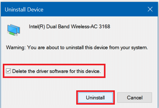 Checkmark Delete the driver software for this device & Click on Uninstall
