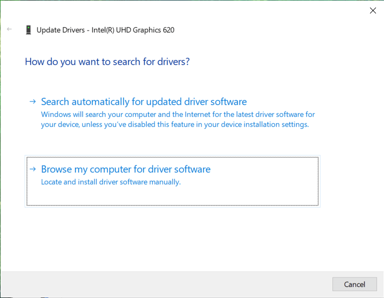 Choose Browse my computer for driver software