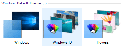 Выберите Windows 10 в разделе «Темы Windows по умолчанию».