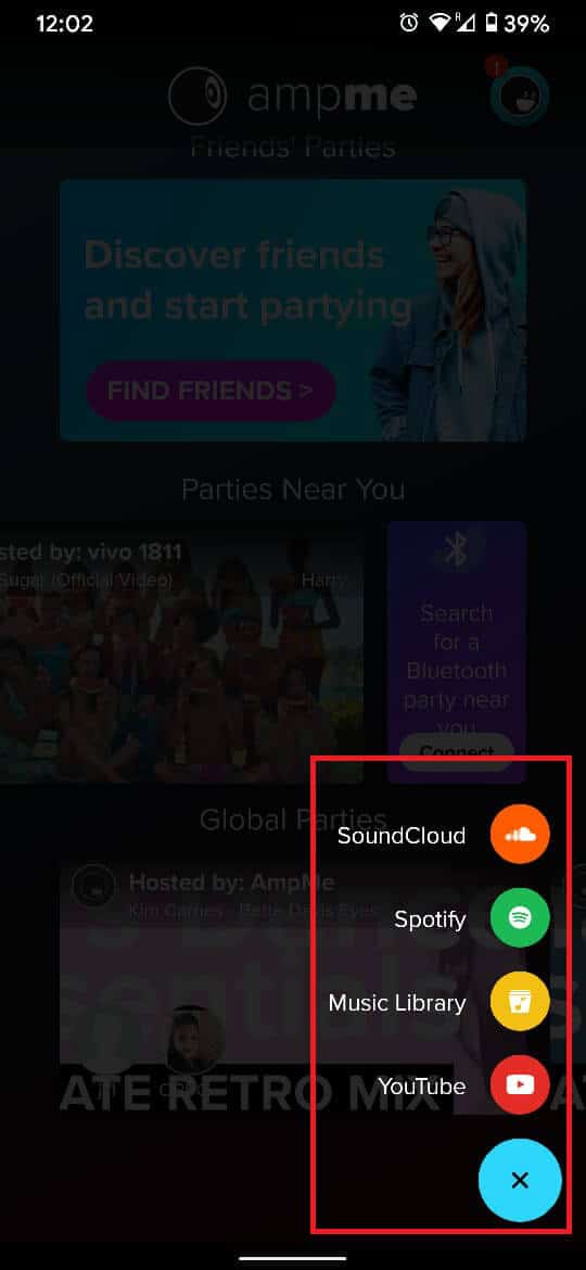 Choose the platform you want to play music from and select the song.