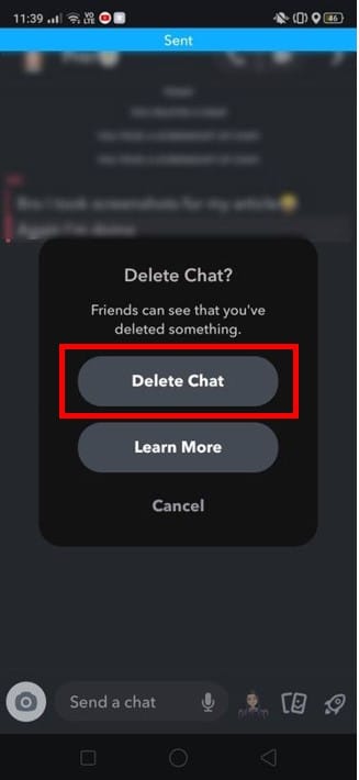 Click 'Delete Text' to delete your text from the recipient's chat. | Unsend A Snap On Snapchat