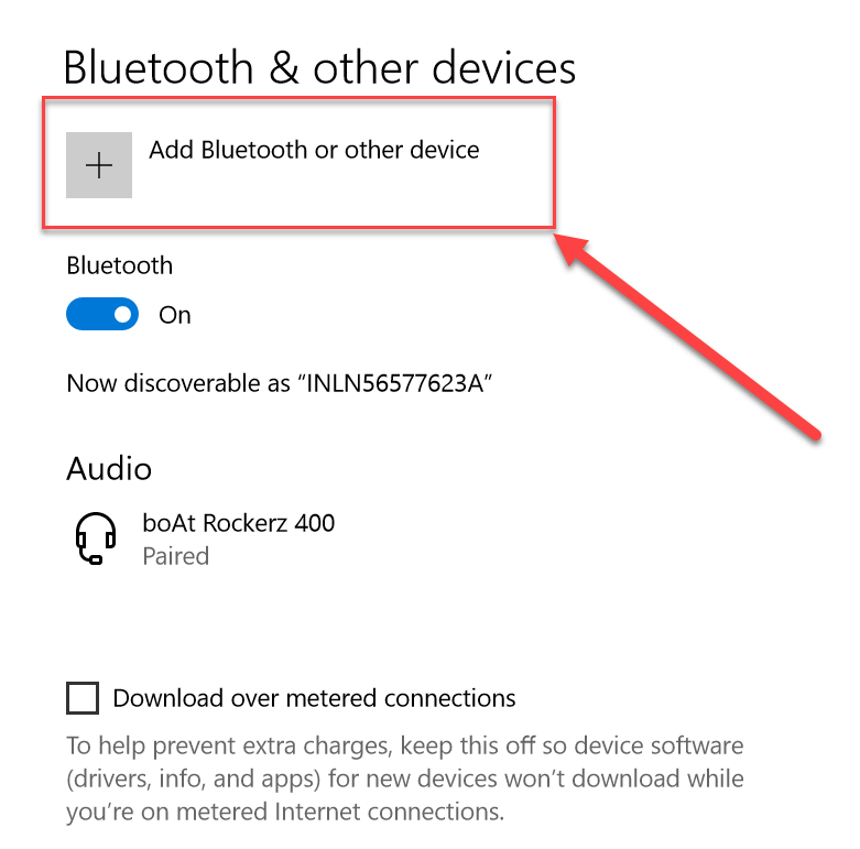 Click on Add Bluetooth or another device under Bluetooth settings