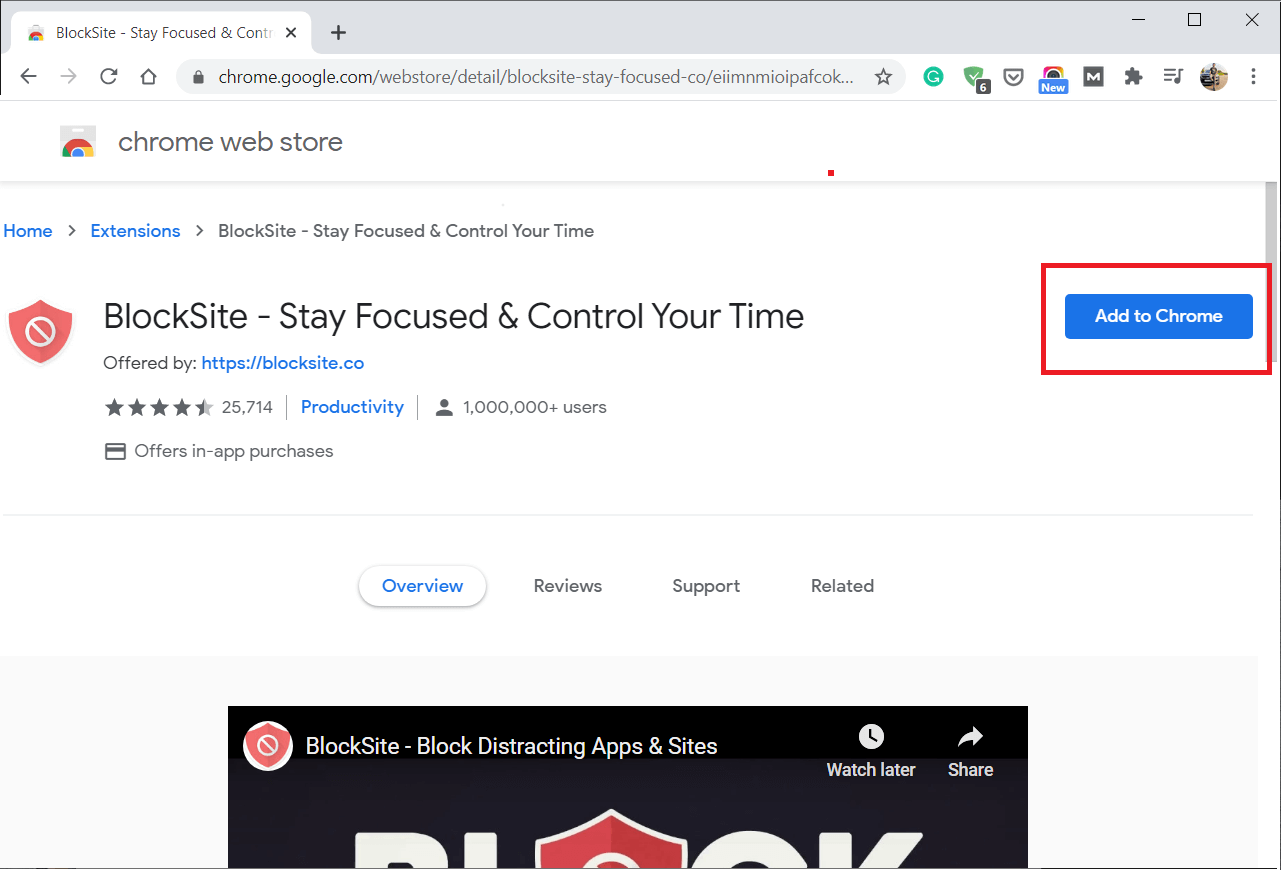 Click on Add to Chrome to add BlockSite extensions