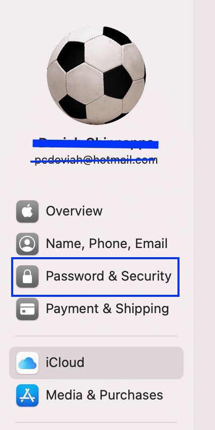 Click on Apple ID, and then click on Password & Security 