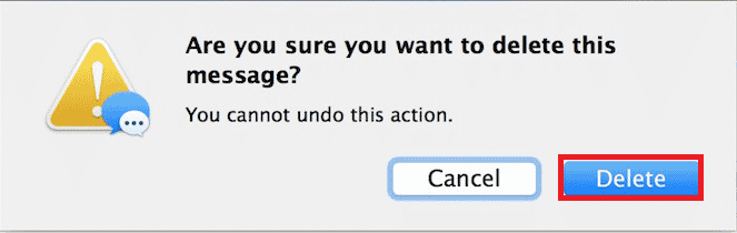 Click on Delete in the pop-up | How Do You Delete Multiple iMessages on Mac