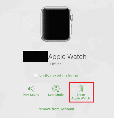 Click on Erase Apple Watch