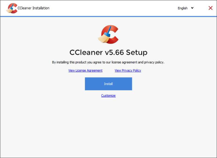 Mag-click sa pindutan ng I-install upang i-install ang CCleaner