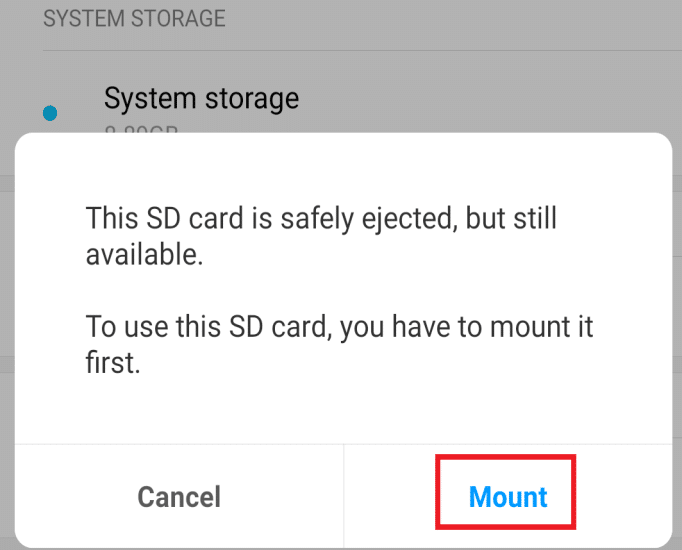 Click on Mount option