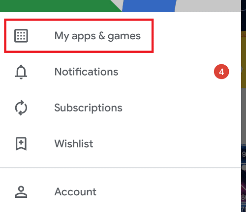Click on My apps & games option