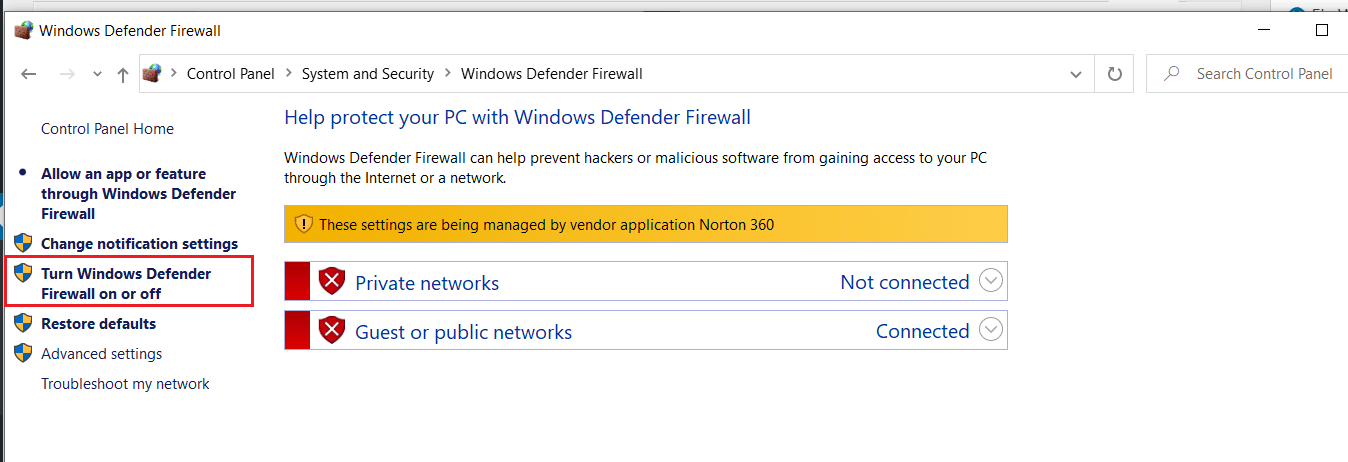 Click on Turn Windows Firewall on or off / Fix No Install Button in Windows Store