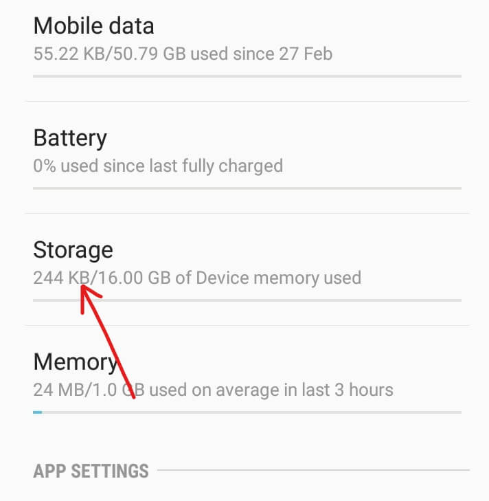 Click on it then tap on the Storage option