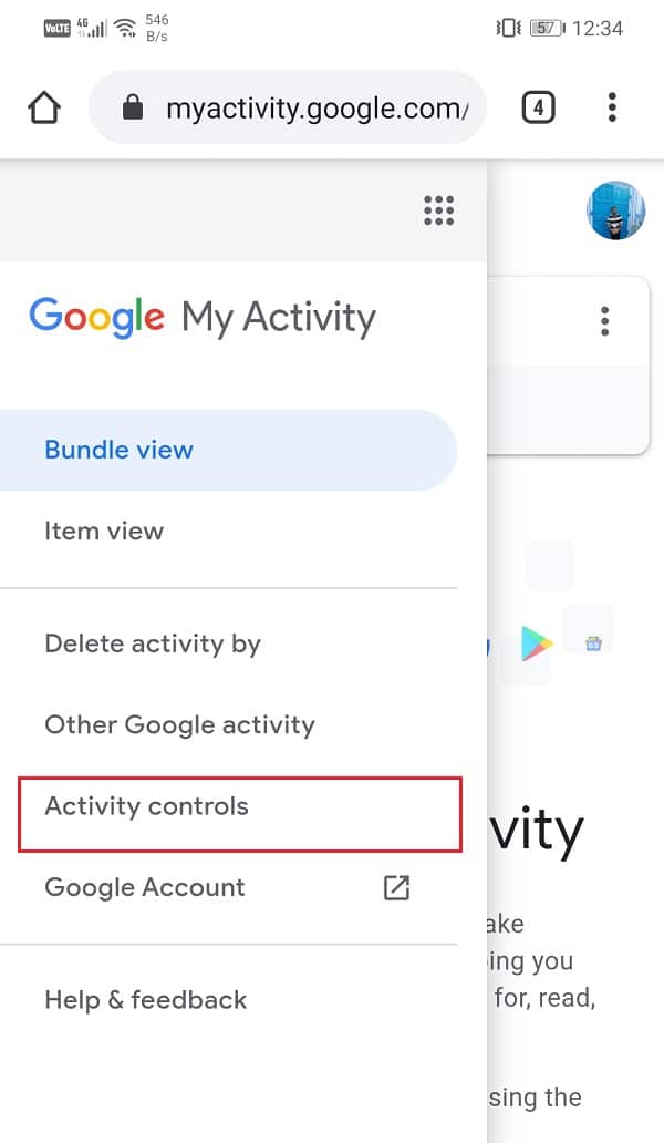 Click on the Activity Control option | How to Add Your People Card on Google Search