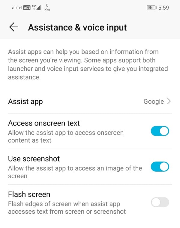 Click on the Assist app option