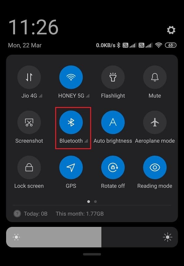 Click on the Bluetooth icon to disable it