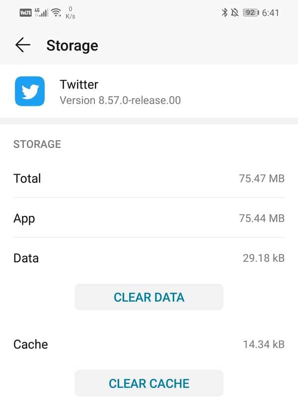 Click on the Clear Cache and Clear Data respective buttons
