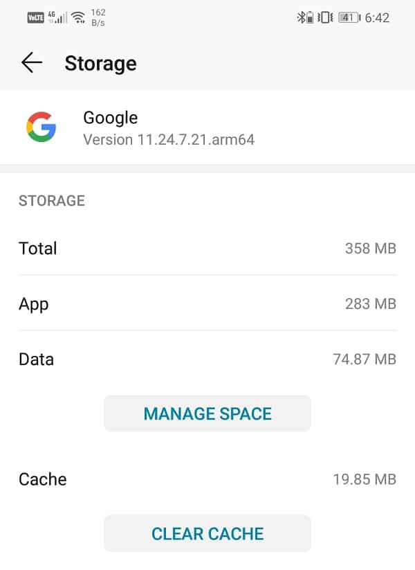 Click on the Clear Cache and Clear data buttons to remove any data files