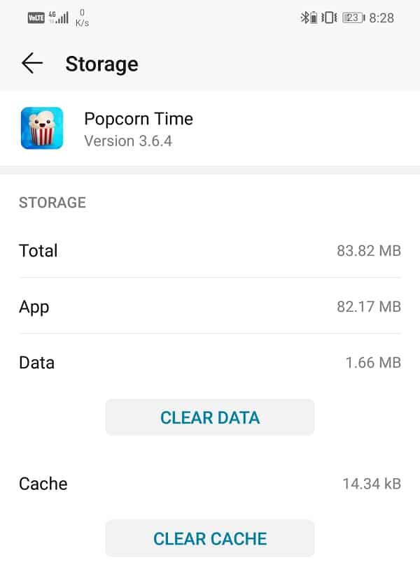 Click on the Clear Cache and Clear data buttons to remove any data files