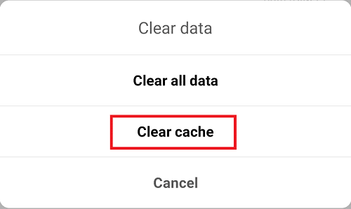 Click on the Clear cache option to clear all the cache data of Google Pay