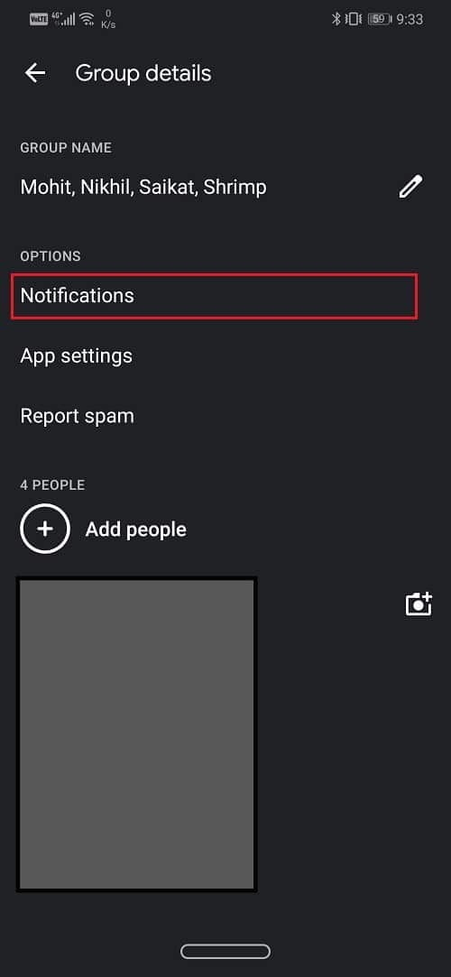 Click on the Notifications option