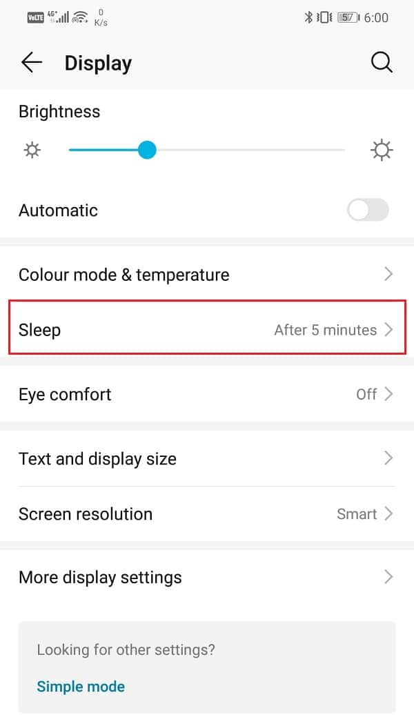 Click on the Sleep option | Fix Screen Burn-in on AMOLED or LCD display