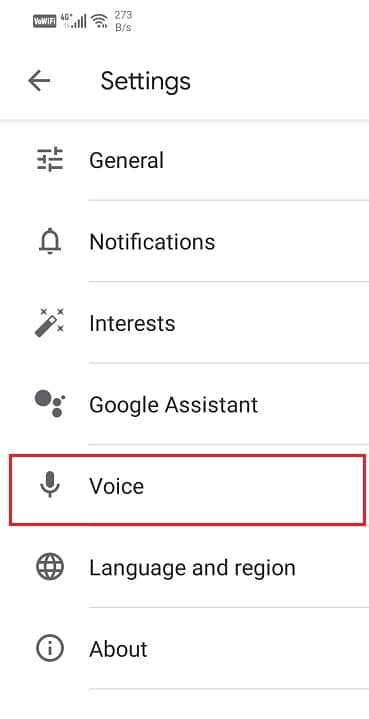 Click on the Voice tab