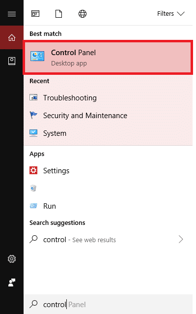 Navigate to Start Menu Search Bar and search for Control panel