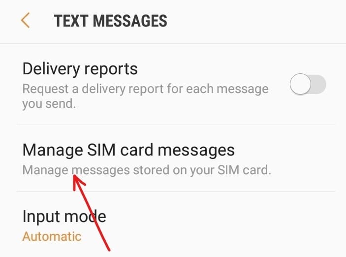 Click or tap on Manage SIM card messages