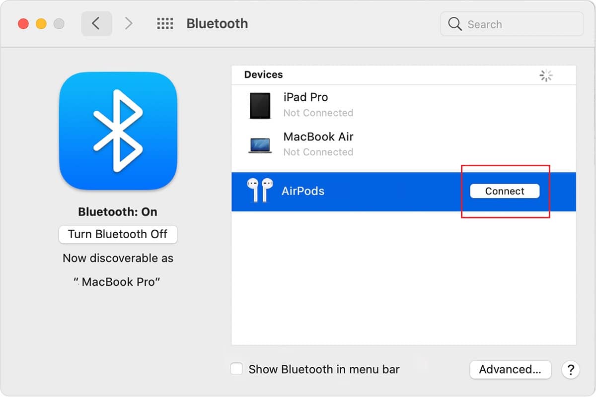 Connect Airpods with Macbook