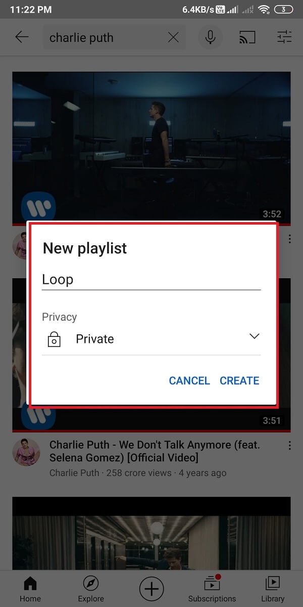 Create a new playlist by naming it whatever you like. | How To Loop YouTube Videos On Mobile And Desktop?