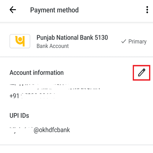 Details of your connected bank account