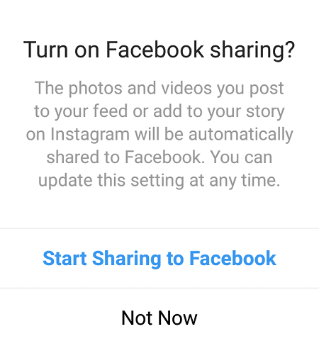 Появится диалоговое окно с вопросом «Включить общий доступ к Facebook».