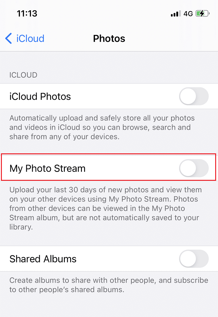 Disable Photo Stream | Fix iPhone Storage Full Issue